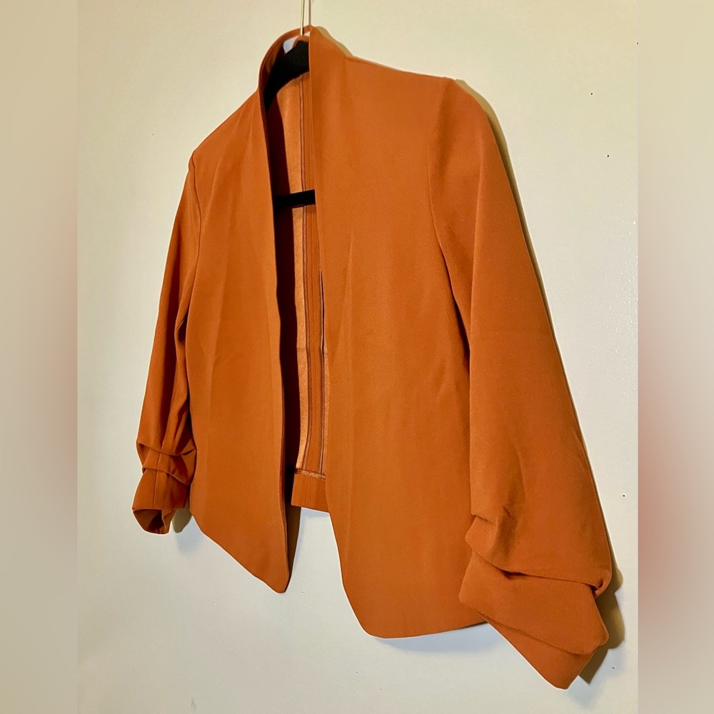 Babaton Vibrant Pumpkin Orange Blazer-unlined, but elegantly stitched - Picture 10 of 16